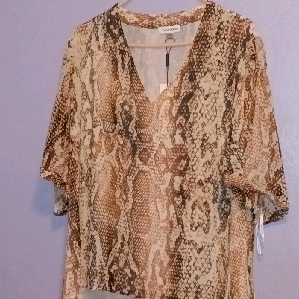 Calvin Klein Animal Print Blouse 2x